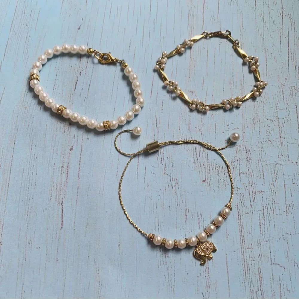 Gold Pearl Bracelet Bundle‎